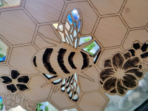 Bumble Bee on Honeycomb with Flowers (solid) - Image 3