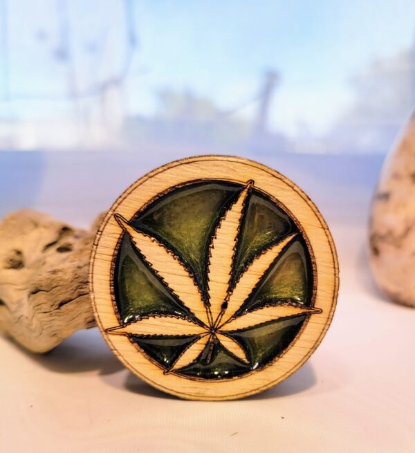 Cannabis Framed in Circle (layered, resin filled)