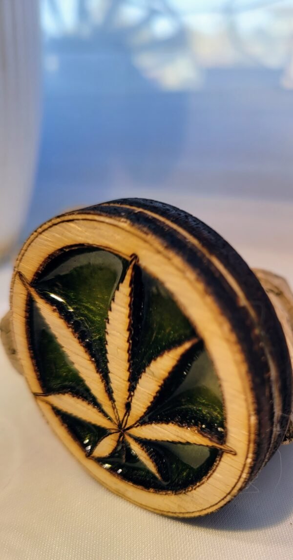Cannabis Framed in Circle (layered, resin filled) - Image 3