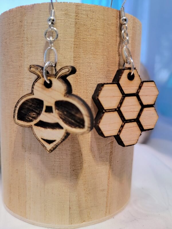 Bee & Honeycomb Earrings - Image 3